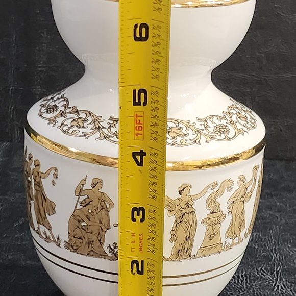 Greek Small Hand Painted Gilt Figural Ceramic Vase Neoclassical Vase - Picture 7 of 10